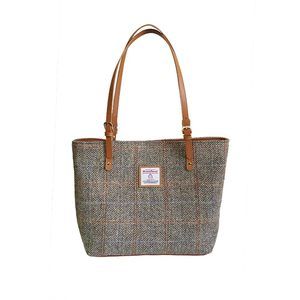 Harris Tweed Large Tote Bag Herringbone Khaki :]